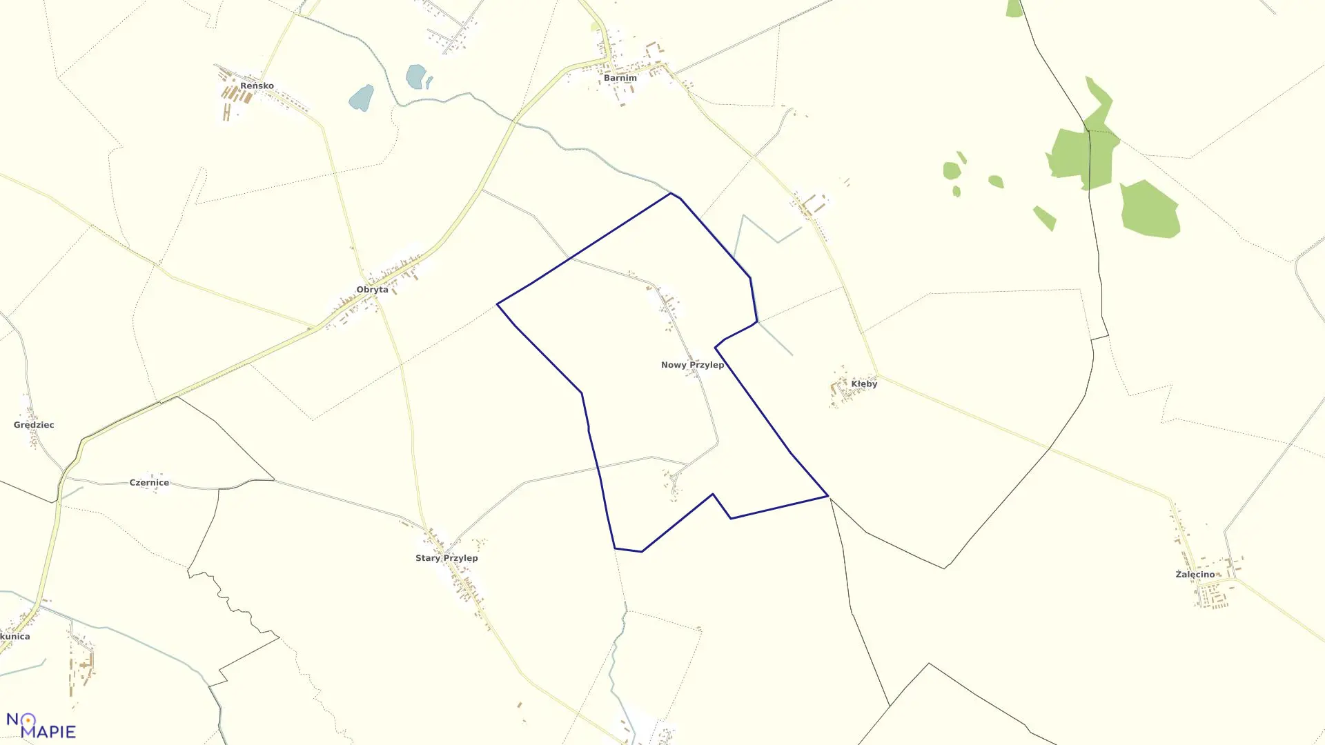 Mapa obrębu Nowy Przylep w gminie Warnice