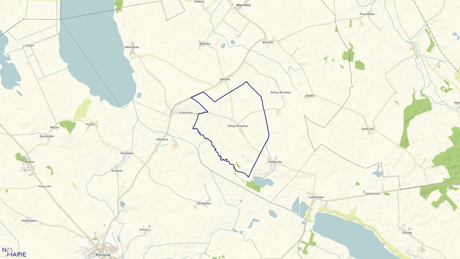 Mapa obrębu Stary Przylep w gminie Warnice